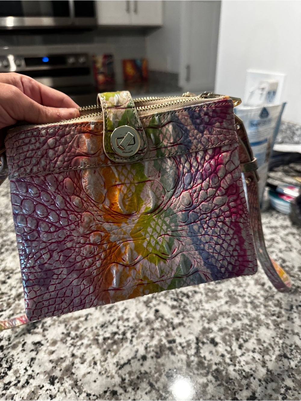 Brahmin Multicolor Embossed Leather Crossbody